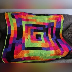 Hand Made Vibrant Multicolor Geometric Throw Blanket